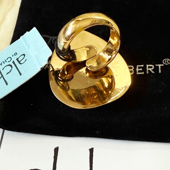 MOSAIC JASPER GEM RING, GREEN, SIZE ADJUSTABLE, LARGE STATEMENT RING, by CHARLES - Picture 6 of 8